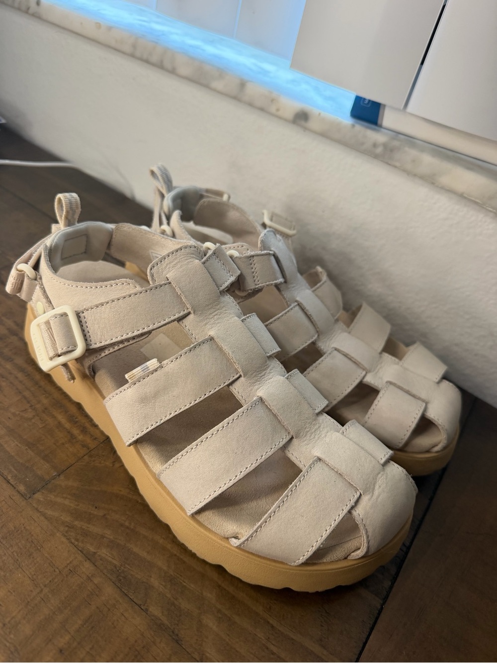 Merrell Women's Fleur Fisherman Sandals in Chalk leather straps women’s 8 - Picture 5 of 7